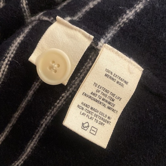 Alex Mill 100% Merino Wool Navy White Striped Button Up Marina Sweater Cardigan - Picture 11 of 11